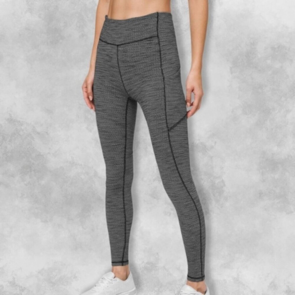 Lululemon Speed On High-Rise Leggings Full Length Hidden Pocket Gray Black W 4